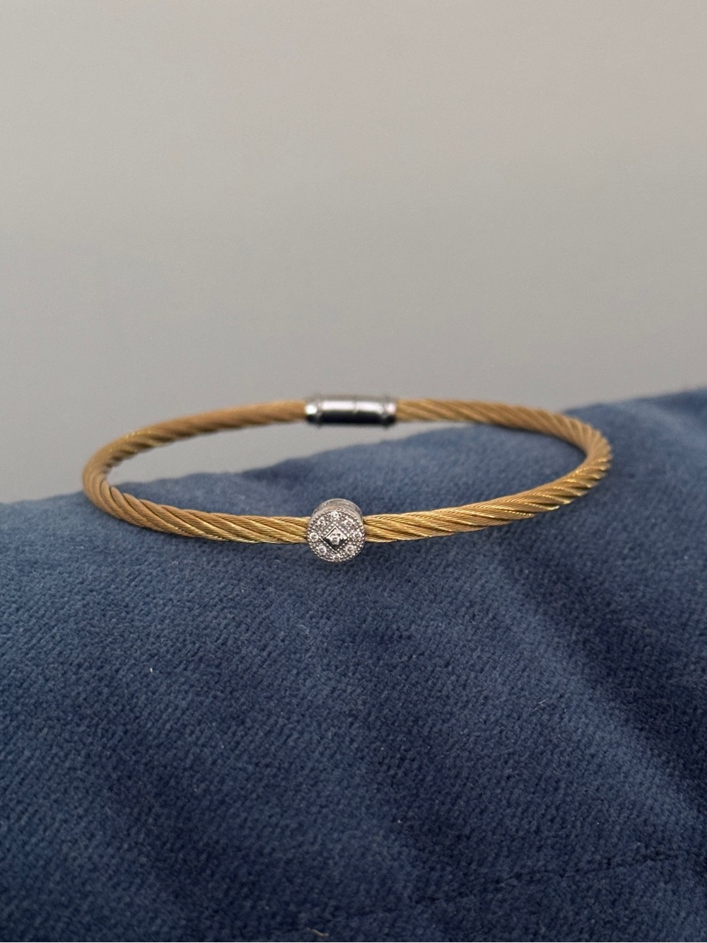 Charriol Single Diamond Station
Stainless Steel Gold Cable Bracelet